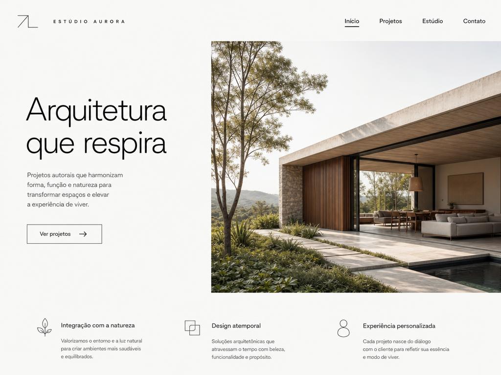 Site fictício para Estúdio de arquitetura