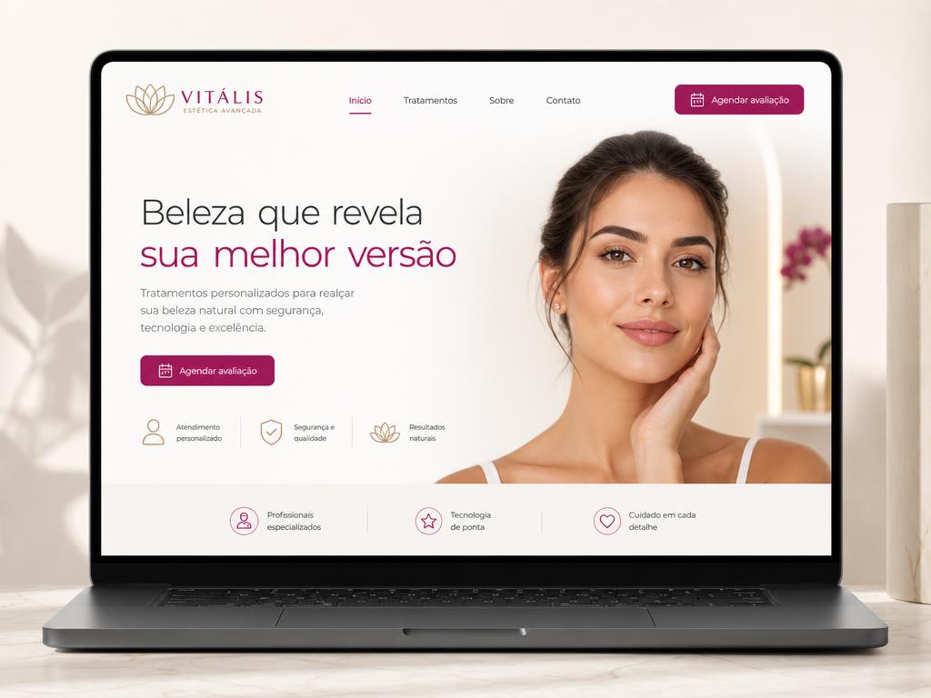 Mockup de site premium criado pelo Flora Studio